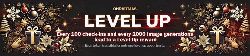 Every 100 check-ins and every 1000 image generations lead to Level Up reward